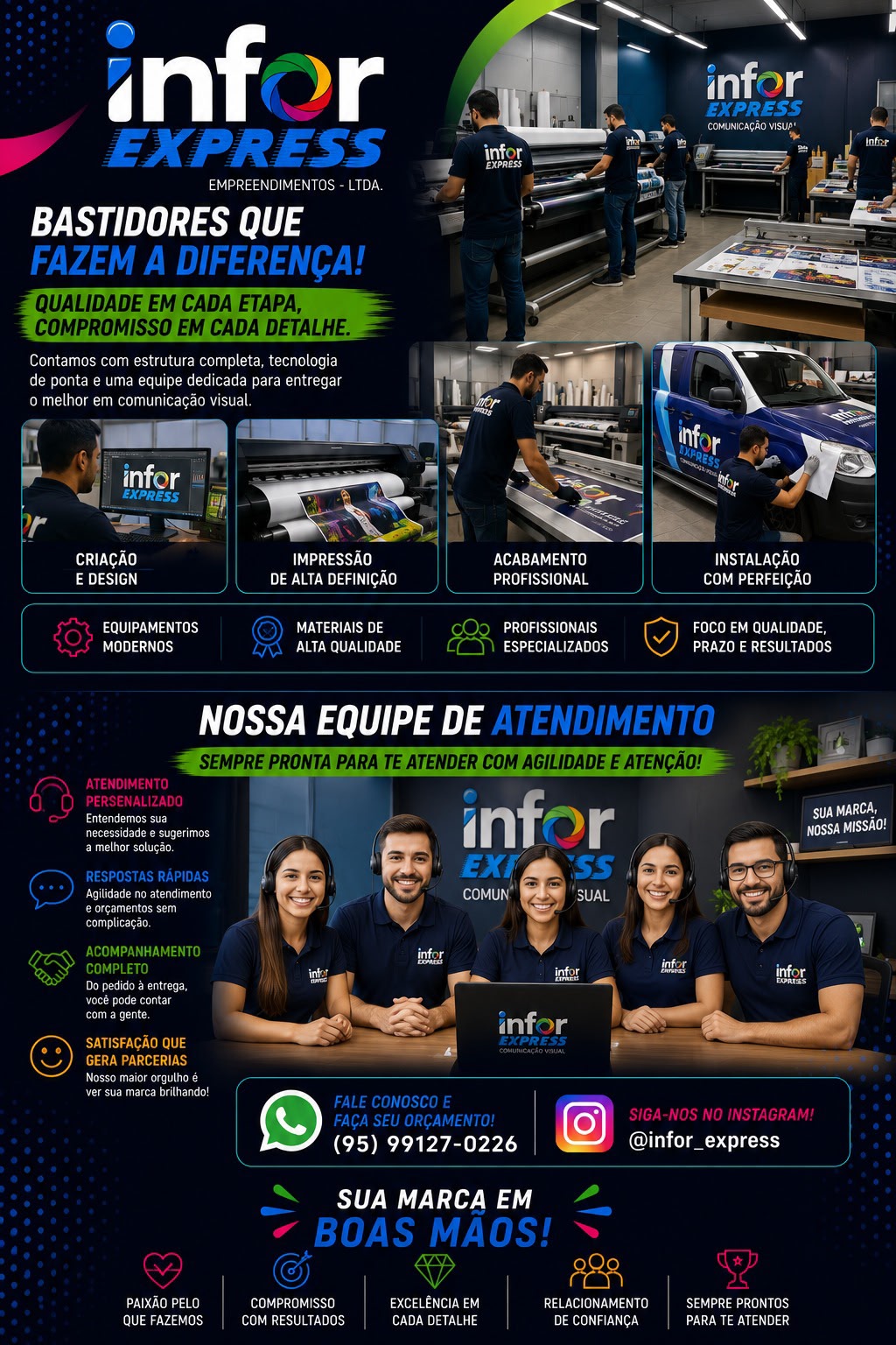 Equipe e bastidores da produção da Infor Express